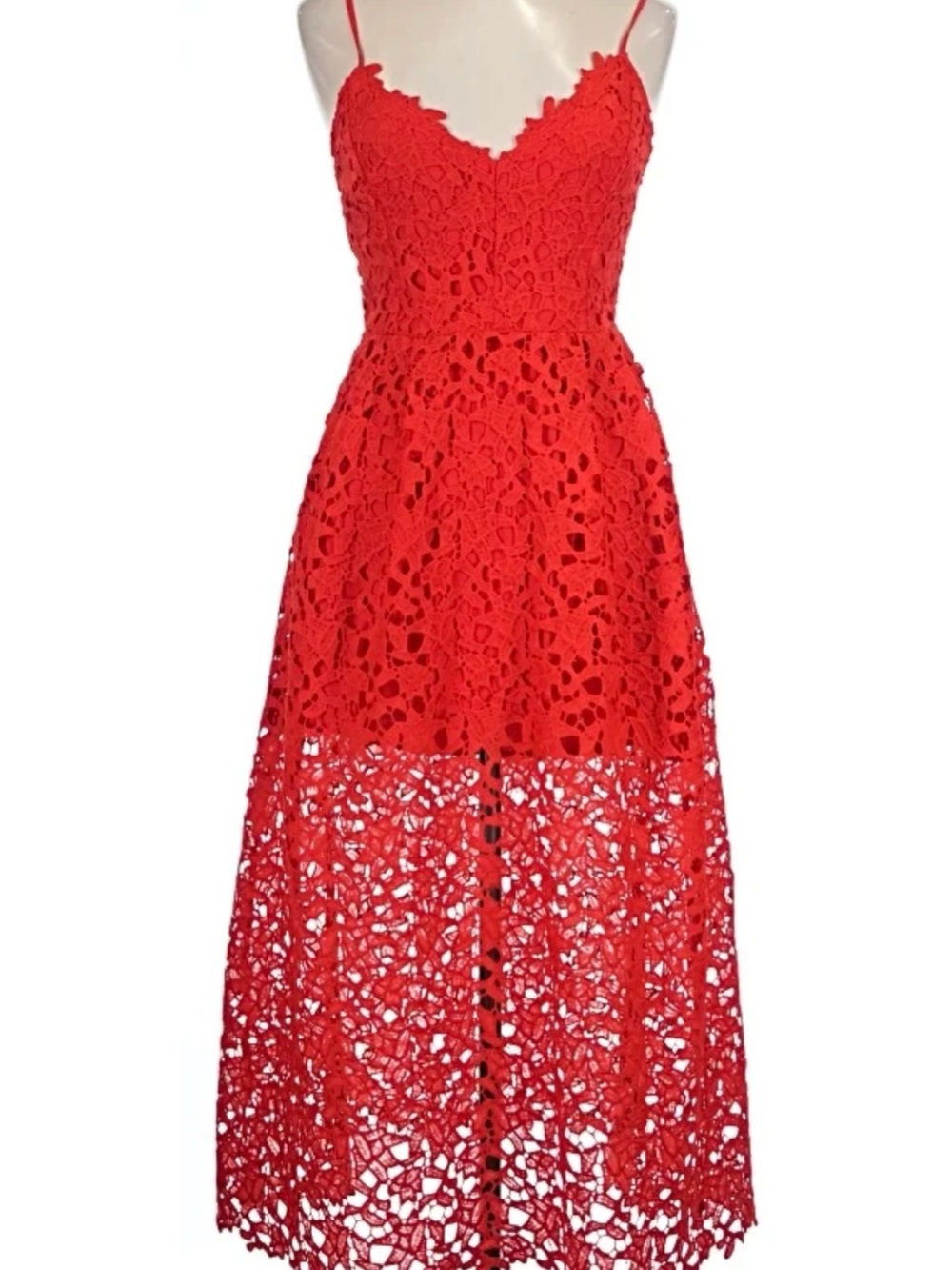 ASTR The Label Xs Lace Midi Dress with Spaghetti Straps